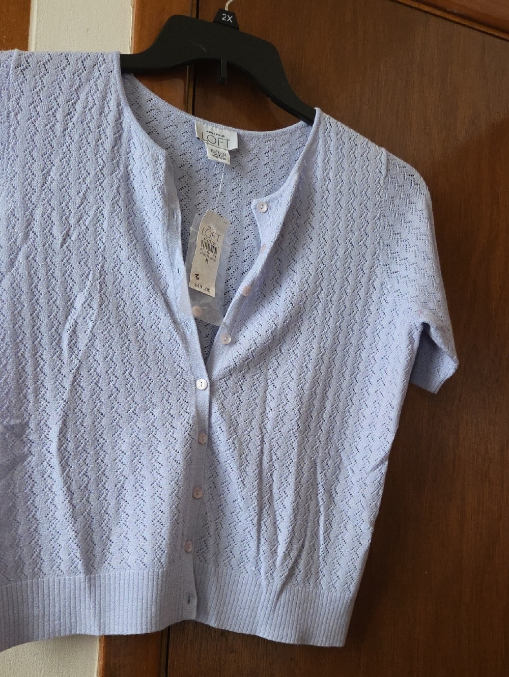 LOFT Light Blue Short-Sleeve Knit Cardigan